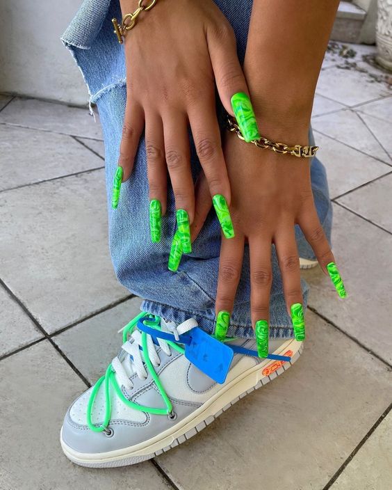 The top lime green nails and lime green nail ideas | lime green nails design