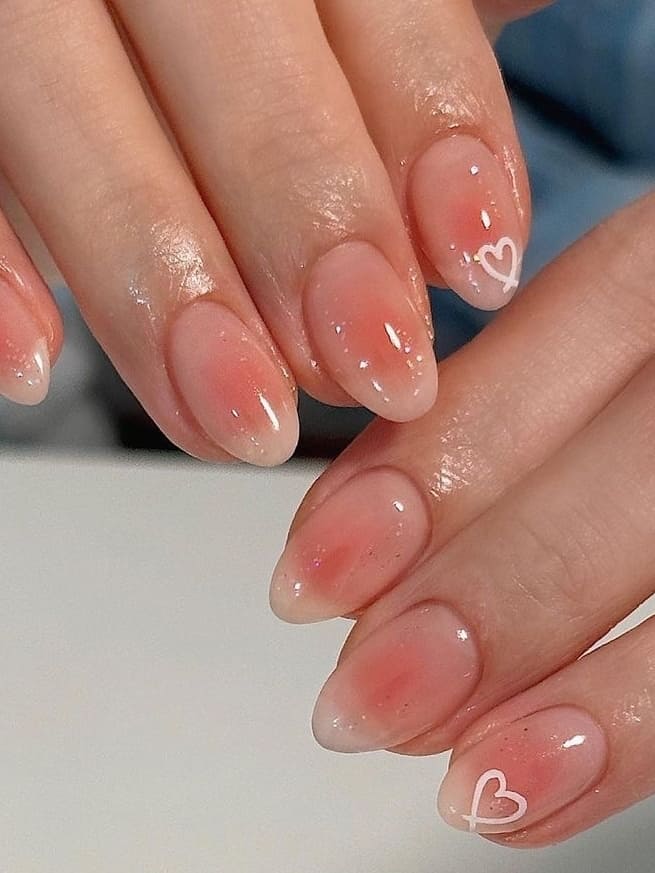 Korean Valentine's Day Nail Designs: blush jelly colors