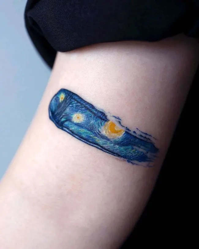 A shade of starry night by @tattoo_a_piece - Artistic tattoos for artists and art lovers
