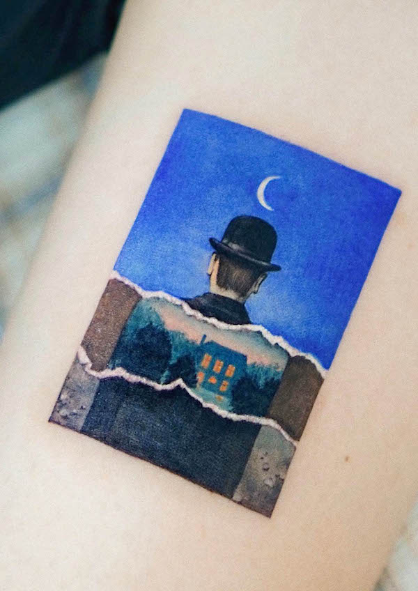 René Magritte tattoo by @abii_tattoo