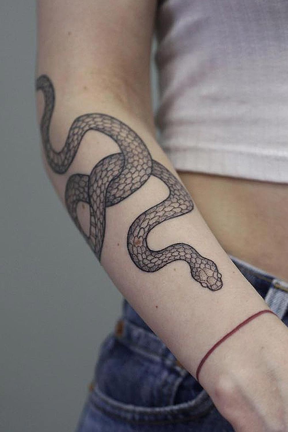 Black and White Snake Tattoo on Hand