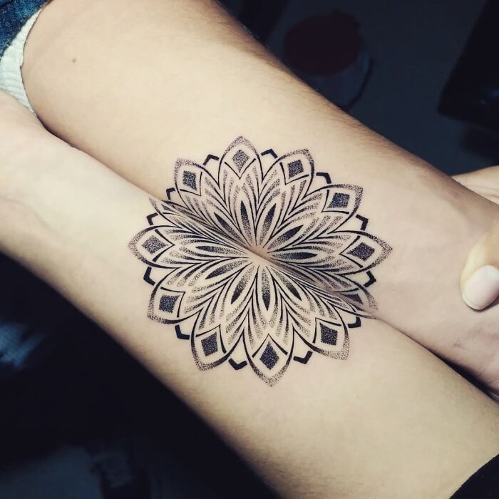 Mandala matching forearm tattoos