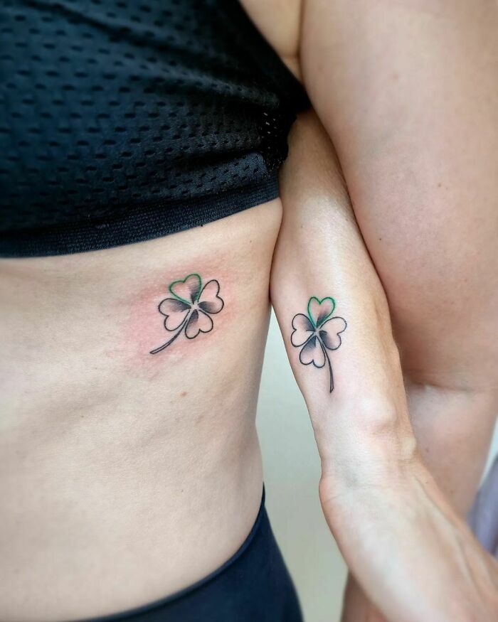 A four-leaf matching tattoos